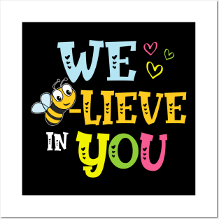 Funny Bee Testing Believe In You Rock The Test Day Teacher Posters and Art